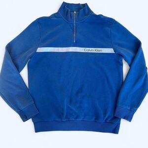 Calvin-klein Men's Blue and White Jumper